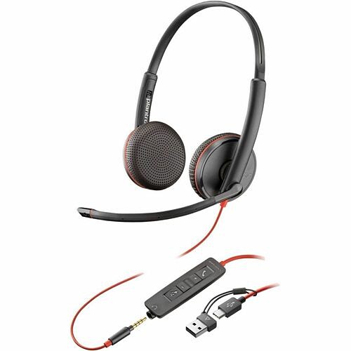 Hp 8X229AA Headsets/Earsets Poly Blackwire 3225 Stereo Usb-c Headset + 3.5mm Plug + Usb-c/a Adapter - Stereo - Usb Type C, Mini- 197498429410