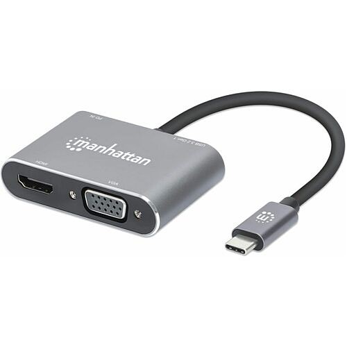 Manhattan 130691 Docking Stations Manhattan Usb-c To Hdmi And Vga 4-in-1 Docking Converter With Power Delivery - For Tv/monitor/projecto 766623130691