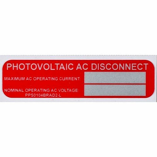 Panduit PPS0104BRAD2-L Labels Panduit Solar Label - Nominal Operating Ac Voltage, Maximum Ac Operating Current, Photovoltaic Ac Di Pps0104brad2l 