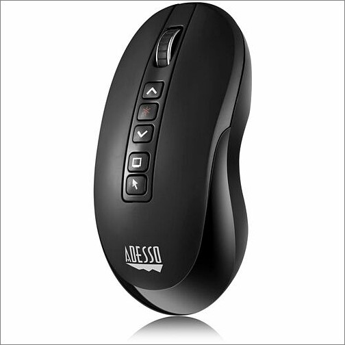 Adesso IMOUSEP40 Pointing Devices (Mice) Adesso Air Mouse Wireless Desktop Presenter Mouse With Laser Pointer - Travel Mouse - Laser - Wirele 783750012607