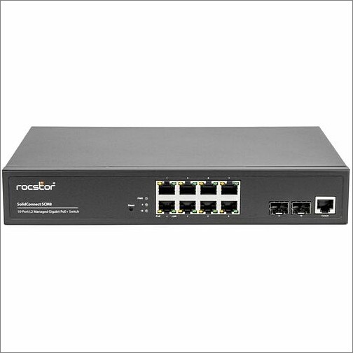 Rocstor Y10S009-B1 Switches & Bridges Rocstor Solidconnect Scm8 8-port Poe+ Gigabit Managed Switch With 2 Sfp Ports (y10s009-b1) - 8 Ports Y10s009b1 810136920208
