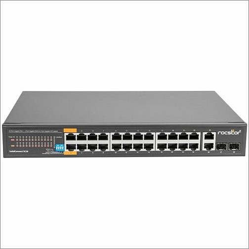 Rocstor Y10S008-B1 Switches & Bridges Rocstor Solidconnect Sc28 28 Port Switch, 24-port Poe+ Gigabit Unmanaged Ethernet Port, 2x Gigabit R Y10s008b1 810136920192