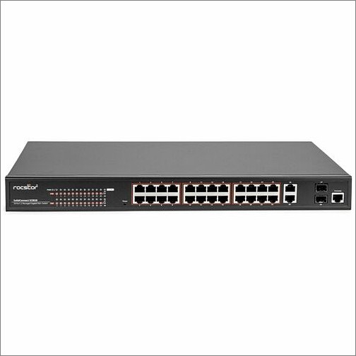 Rocstor Y10S011-B1 Switches & Bridges Rocstor Solidconnect Scm28 24-port Poe+ Gigabit Managed Switch With 1 Gigabit Rj45 And 2 Sfp Ports (y1 Y10s011b1 810136920222