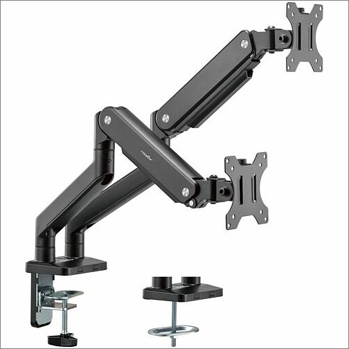 Rocstor Y10N012-B1 Mounting Kits Rocstor Ergoreach Mounting Arm For Monitor - Black - Landscape/portrait - 2 Display(s) Supported - 1 Y10n012b1 810136920338