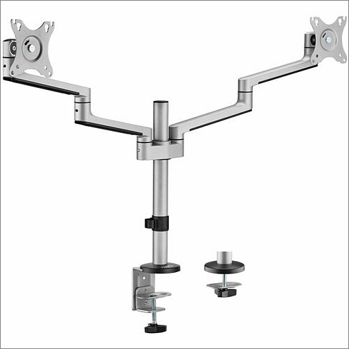 Rocstor Y10N019-S1 Mounting Kits Rocstor Mounting Arm For Led Display, Monitor - Aluminum Silver - Landscape/portrait - 2 Display(s)  Y10n019s1 810136920390