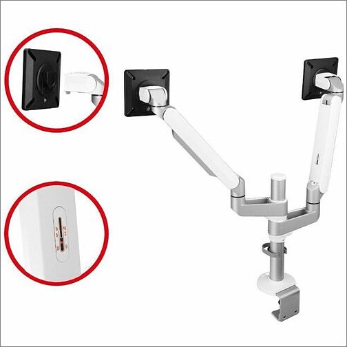 Siig CE-MT3W11-S1 Mounting Kits Siig Mtpro Desk Mount Dual Monitor Arm - Up To 32" Display, Max. Load 19.8 Lbs, Vesa 75/100mm, Mecha Cemt3w11s1 662774046266