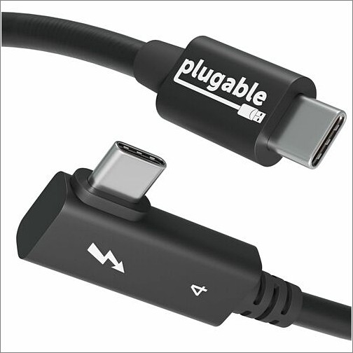 Plugable Technologies TBT4-240W-80CMR Cables Plugable Thunderbolt 4 240w Epr Cable With Right Angle Connector - Thunderbolt 4 Data Transfer Cable Tbt4240w80cmr 819927013358