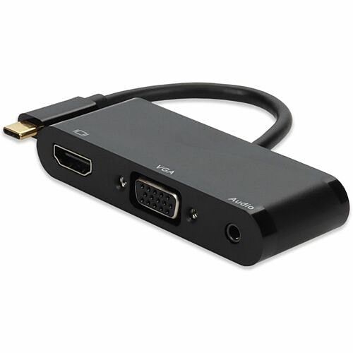 Addon USBC2HDMIVGAUSBAUD-AO Connector Adapters Addon Usb 3.1 (c) Male To Hdmi Female, Vga Female, Usb 2.0 (a) Female Black Adapter - 1 Pack - Black Usbc2hdmivgausbaudao 195285823663