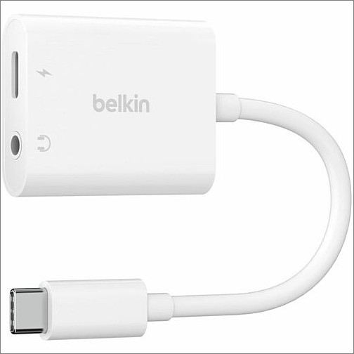 Belkin NPA004BTWH Cables Belkin Rockstar 3.5mm Audio + Usb-c Charge Adapter - Mini-phone/usb-c Audio/data Transfer Cable For  745883863730