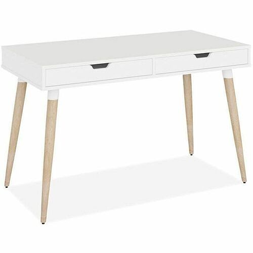 Alera WSS4824WB Tables & Desks Scandinavian Writing Desk, 47.24" X 23.62" X 29.53" , White/beigewood ALEWSS4824WB 