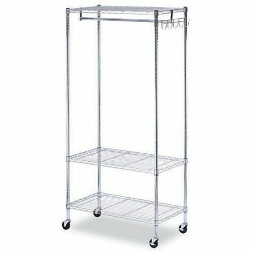 Alera GR363618SR Racks & Organizers Usi Wire Shelving Garment Rack, 30 Garments, 36w X 18d X 75h, Silver - 30 X Garment - 3 Shelf(ves) - ALEGR363618SR 