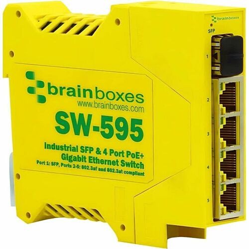Brainboxes SW-595 Switches & Bridges Brainboxes Industrial 1 Sfp And 4 Port Poe+ Gigabit Ethernet Switch - 4 Ports - Gigabit Ethernet - 10/ Sw595 837324005080