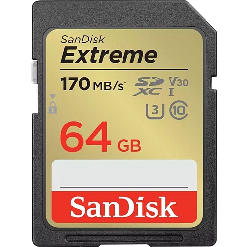 Sandisk SDSDXV2-064G-GNCIN Memory Cards Sandisk Extreme 64 Gb Class 10/uhs-i (u3) V30 Sdxc - 170 Mb/s Read - 80 Mb/s Write (sdsdxv2-064g-gnc Sdsdxv2064ggncin 619659188610