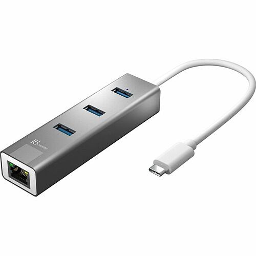 J5create JCH474 USB/Firewire Adapters J5create Usb-c 3-port Hub With Gigabit Ethernet - Usb Type C - 640 Mb/s - Desktop, Notebook, Keyboar 847626003561
