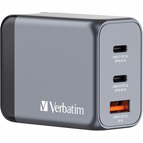 Verbatim 32201 Power Adapters 65w 3-port Gan Wall Charger 023942322016