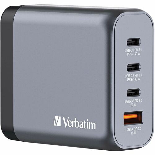 Verbatim 32203 Power Adapters 140w 4-port Gan Wall Charger 023942322030