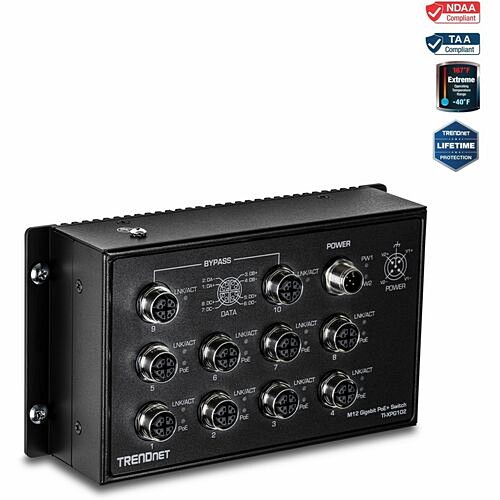 Trendnet TI-XPG102 Switches & Bridges Trendnet 10-port Industrial En 50155 M12 Gigabit Poe+ Railway Switch, Ti-xpg102, Ip40 Rated For Hars Tixpg102 710931162783