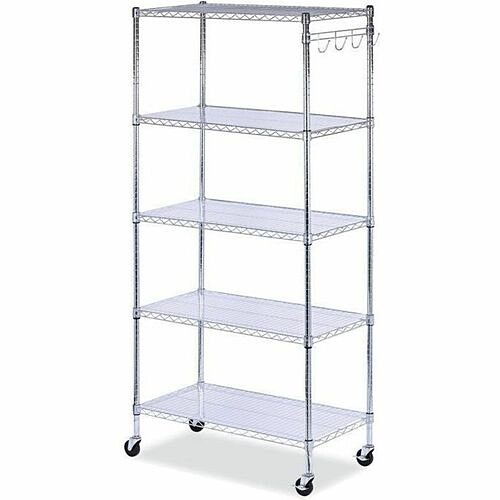 Alera SW653618SR Racks & Organizers Alera 5-shelf Wire Shelving Kit With Casters And Shelf Liners, 36w X 18d X 72h, Silver - 72" Height  ALESW653618SR 