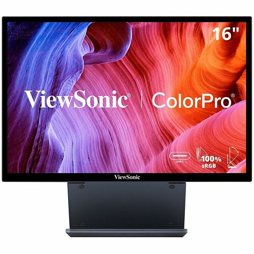 Viewsonic VP1656 Monitors Viewsonic Vp1656 15.6 Inch 1080p Ips Portable Monitor With 2 Way Powered 40w Usb C, Pantone Validate 766907025460