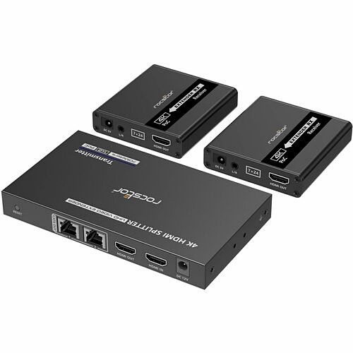 Rocstor Y10G014-B1 Video Consoles/Extenders Rocstor Truereach Splitter With Power Over Network Cable 4k/1080p 1x2 Hdmi - 230 Ft Rangenetwork (rj Y10g014b1 810136921229