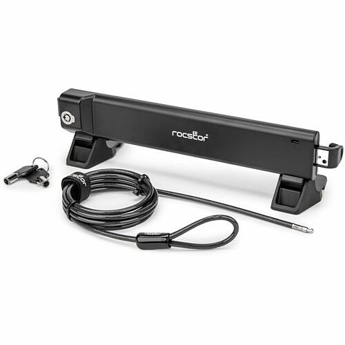 Rocstor Y1RB035-B1 Cable Locks Rocstor Rocbolt Laptop Locking Station - Keyed Lock - Zinc Alloy, Nickel, Galvanized Steel - 6.60 Ft Y1rb035b1 810136921915
