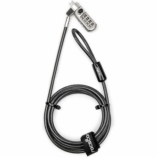 Rocstor Y1RB032-B1 Cable Locks Rocstor W25 Slim Combination Security Laptop Lock For Noble Wedge Slots - Resettable - 4-digit - Com Y1rb032b1 810136921878