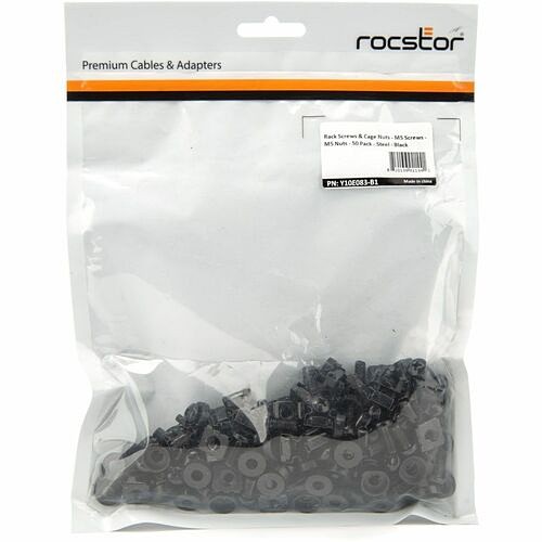 Rocstor Y10E083-B1 Fasteners Rocstor Premium 50 Pkg M5 Mounting Screws And Cage Nuts For Server Rack Cabinet - Rack Screw, Cage N Y10e083b1 810136921441
