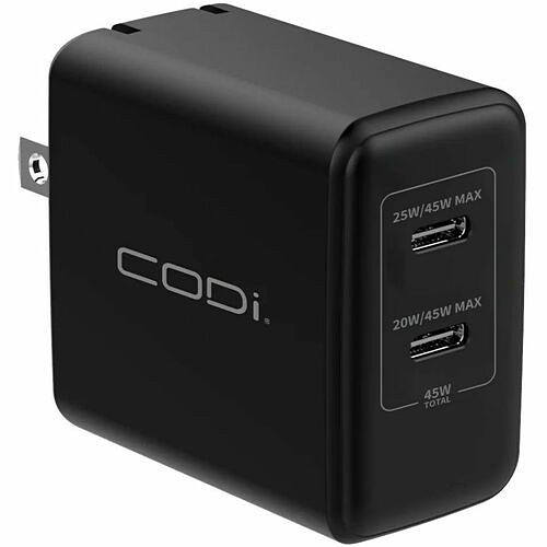 Codi WC045-2C Power Adapters 45w Wall Charger W/ 2x Usb-c    Power  - Charging Ports (wc045-2c) Wc0452c 633886014719
