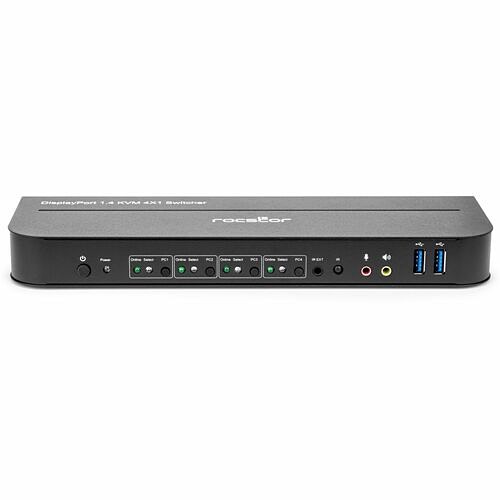 Rocstor Y10A327-B1 KVM Switchboxes Rocstor Solidkvm Sk04 Displayport 1.4 And Usb 3.0 4×1 Kvm Switch - 4 Computer(s) - 1 Local User(s) - Y10a327b1 810136920994