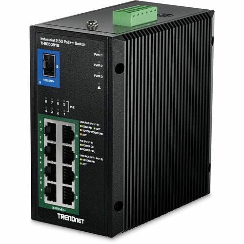 Trendnet TI-BG5091B Switches & Bridges Trendnet 9-port Industrial 2.5g Din-rail Poe++ Switch With 10g Sfp+ Port (24 - 57v) - 8 Ports - 2.5  Tibg5091b 710931163094