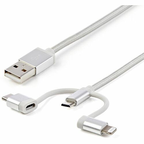 Startech LTCUB6GR Cables Startech.com 6ft (1.8m) Usb Multi-charging Cable, Usb-a To Lightning/usb-c/micro-usb, Apple Mfi Cert 065030897587