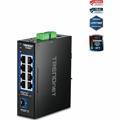Trendnet TI-G5091 Switches & Bridges Trendnet 9-port Industrial 2.5g Din-rail Switch With 10g Sfp+ Port, Ti-g5091, 8 X 2.5g Ports, 1 X 10 Tig5091 710931162905