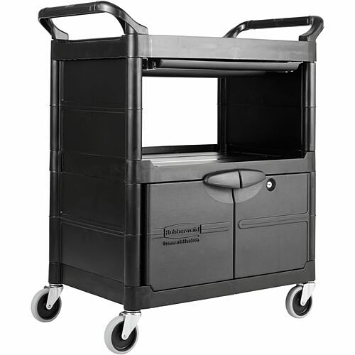 Rubbermaid FG345700BLA Carts & Dollies Lockable Storage Utility Cart RCP345700BLA 086876163087