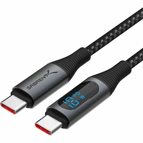 Sabrent CB-C2C2 Cables Sabrent Usb C To Usb C Charging Cable With Smart Display - 6.56 Ft Usb-c Data Transfer Cable For Not Cbc2c2 840025261839
