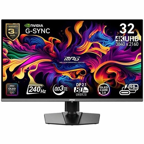 Msi MPG322URXQDOLED Monitors Msi Mpg 322urx Qd-oled Uhd 240hz 32 Inch Gaming Monitor - Quantum Dot - Adaptive Sync - True Black H 824142383117