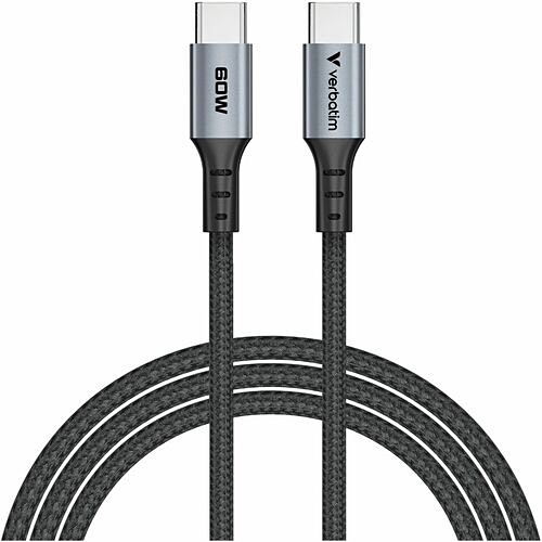 Verbatim 31845 Cables Verbatim Sync And Charge 60w Usb-c To Usb-c Cable - Black - 4 Ft Usb-c Data Transfer Cable For Usb Dev 023942318453