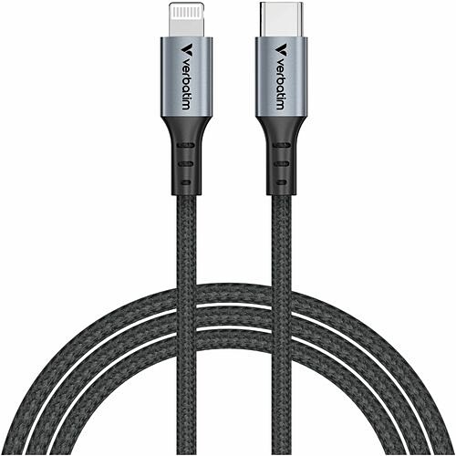 Verbatim 31844 Cables Verbatim Sync And Charge Usb-c To Lightning Cable - Black - 4 Ft Lightning/usb-c Data Transfer Cable F 023942318446