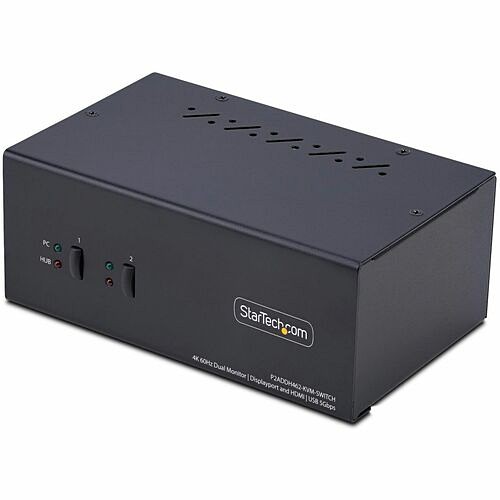 Startech P2ADDH462-KVM-SWITCH KVM Switchboxes Startech.com 2-port Dual-monitor Displayport And Hdmi Kvm Switch, 4k 60hz, 2-port Usb 5gbps Hub, 2x  P2addh462kvmswitch 065030909129