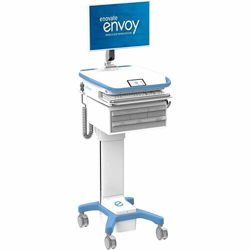 Ergotron ENV2-2DC001-AB0 Uncategorized Enovate Envoy Medical Cart - 4 Casters - Blue, White - 5" Screen Supported (env2-2dc001-ab0) Env22dc001ab0 