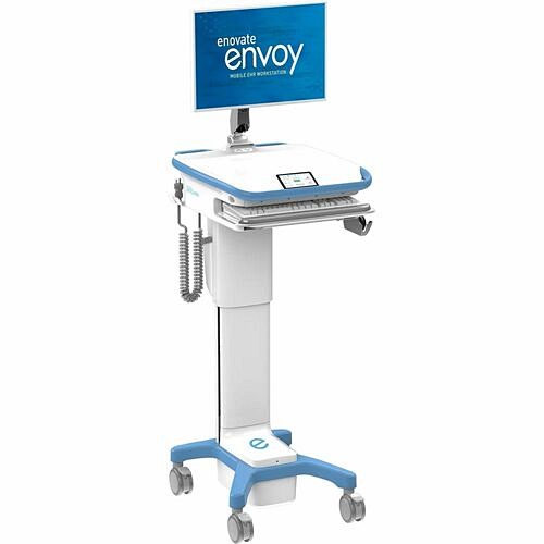 Ergotron ENV2-1DCAC0-AB0 Carts & Dollies Enovate Envoy Medical Cart - 4 Casters - Blue, White - 5" Screen Supported (env2-1dcac0-ab0) Env21dcac0ab0 