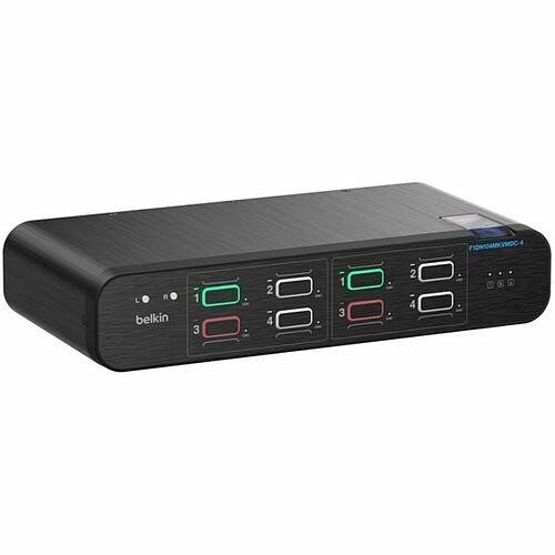 Belkin F1DN104MKVMDC-4 KVM Switchboxes Belkin 4:2 Displayport Duoclave Secure Kvm With Cac - 4k - 3840 X 2160 - 11 X Usb - 6 X Displayport  F1dn104mkvmdc4 745883903818