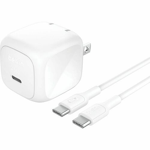Belkin WCA013DQ1MWH-B6 Power Adapters Belkin 45w Portable Cubic Usb-c Wall Charger W/ Usb-c Cable - 1xusb-c - Foldable Prongs - Fast Charg Wca013dq1mwhb6 745883908202