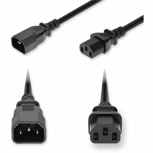 Addon ADD-C142C13C18G10FBK Power Cords Addon 10ft C14 Male To C13 Female Standard Commercial Temp 18awg 100-250v At 10a Pvc Sjt Black Power Addc142c13c18g10fbk 199278019446