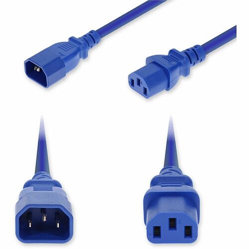 Addon ADD-C142C13C14G2FBE Power Cords Addon Standard Power Cord - 14 Gauge - 250 V / 15 A - Blue - 2 Ft Cord Length - C14 Coupler / C13 Co Addc142c13c14g2fbe 199278029643