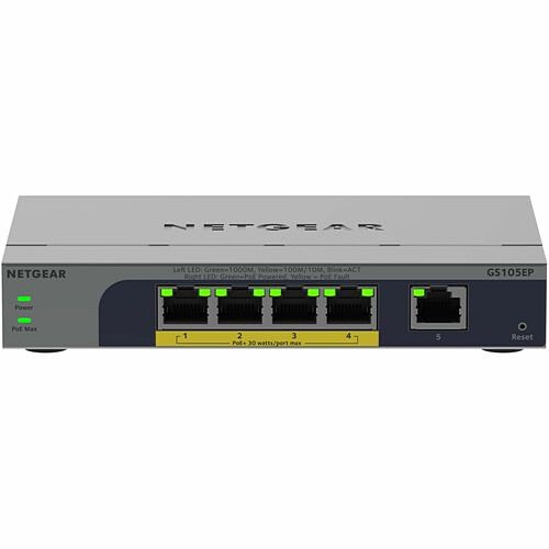 Netgear GS105EP-100NAS Switches & Bridges Netgear Business Gs105ep Ethernet Switch - 5 Ports - Manageable - Gigabit Ethernet - 10/100/1000base Gs105ep100nas 606449174663