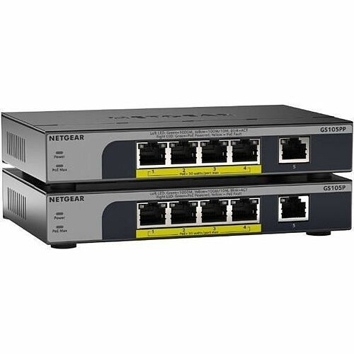 Netgear GS105P-300NAS Switches & Bridges Netgear Business Gs105p Ethernet Switch - 5 Ports - Gigabit Ethernet - 10/100/1000base-t - 2 Layer S Gs105p300nas 606449174687