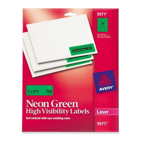 Avery Dennison 05971 Labels Neon Rectangular Labels For Laser And/or Inkjet Printers AVE5971 809301866526