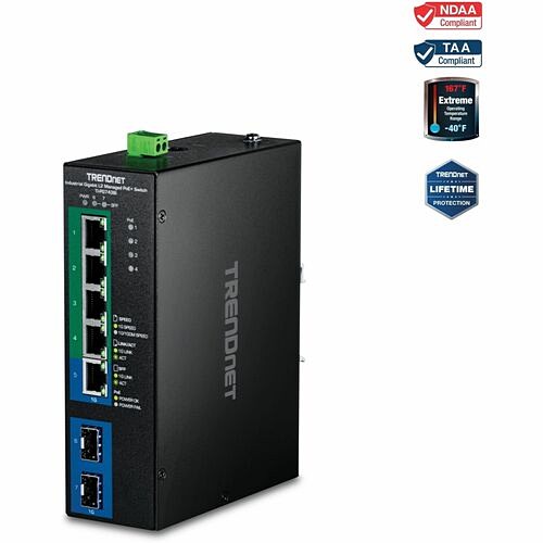 Trendnet TI-PG743BI Switches & Bridges Trendnet 7-port Industrial Gigabit L2 Managed Poe+ Din-rail Switch 24 - 57v - 5 Ports - Manageable - Tipg743bi 710931163230