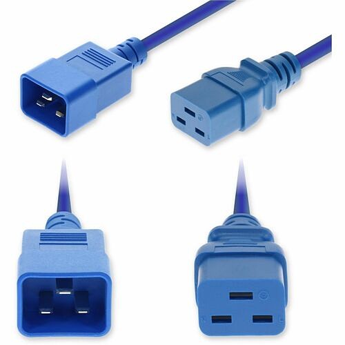 Addon ADD-C202C19C12G3FBE Power Cords Addon Standard Power Cord - 12 Gauge - 250 V / 20 A - Blue - 3 Ft Cord Length - Iec 60320 C20 / Iec  Addc202c19c12g3fbe 199278067089