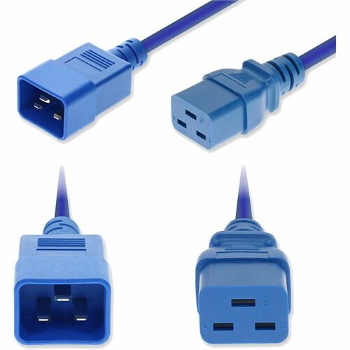 Addon ADD-C202C19C14G1FBE Power Cords Addon Standard Power Cord - 14 Gauge - 250 V / 15 A - Blue - 1 Ft Cord Length - Iec 60320 C20 / Iec  Addc202c19c14g1fbe 199278072083